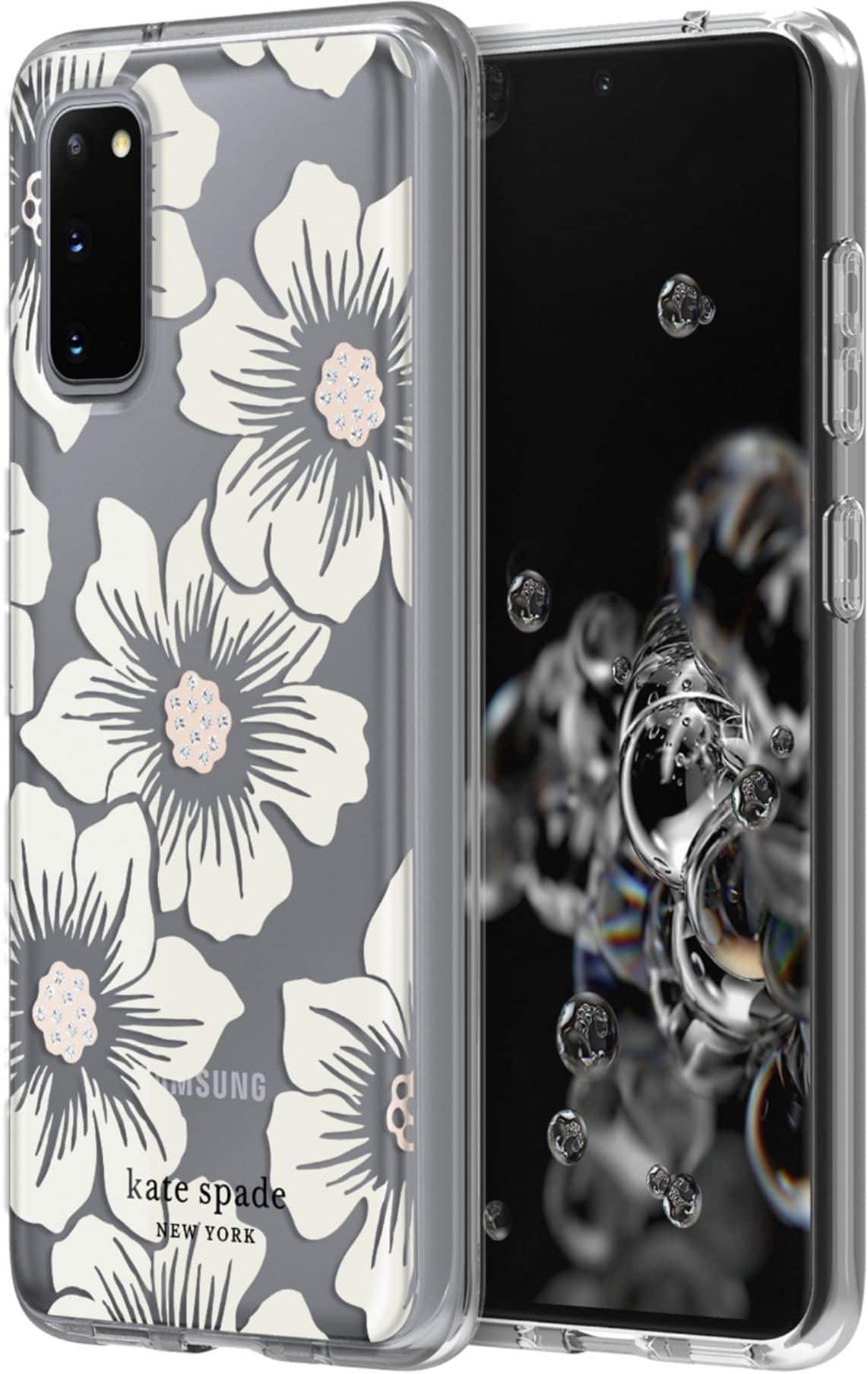 Alt View 13. kate spade new york - Protective Hard-Shell Case for Samsung Galaxy S20 5G - Hollyhock Floral Clear/Cream With Stones.