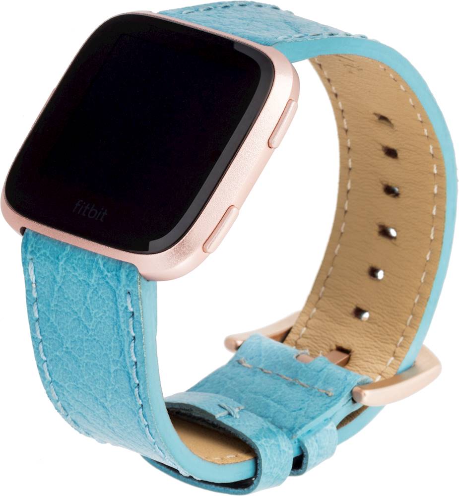 Angle View: WITHit - Leather Watch Band for Fitbit™ Versa and Versa Lite - Blue Buffalo