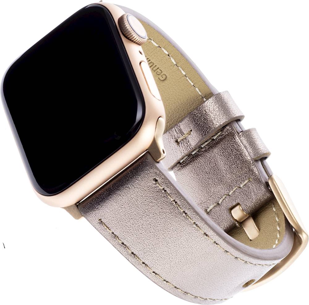  W-RARA Leather Bands Compatible with Apple Watch Band 38mm 40mm  41mm Women, Dressy Leather Strap Elegant Butterfly Charms Metal Diamonds  Decor for iWatch Series 9 8 SE 7 6 5 4