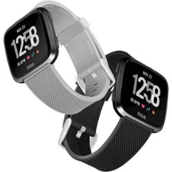 WITHit - Silicone Woven Watch Band for Fitbit Versa, Versa Lite, and Versa 2 (2-Count) - Black/Gray - Angle_Zoom