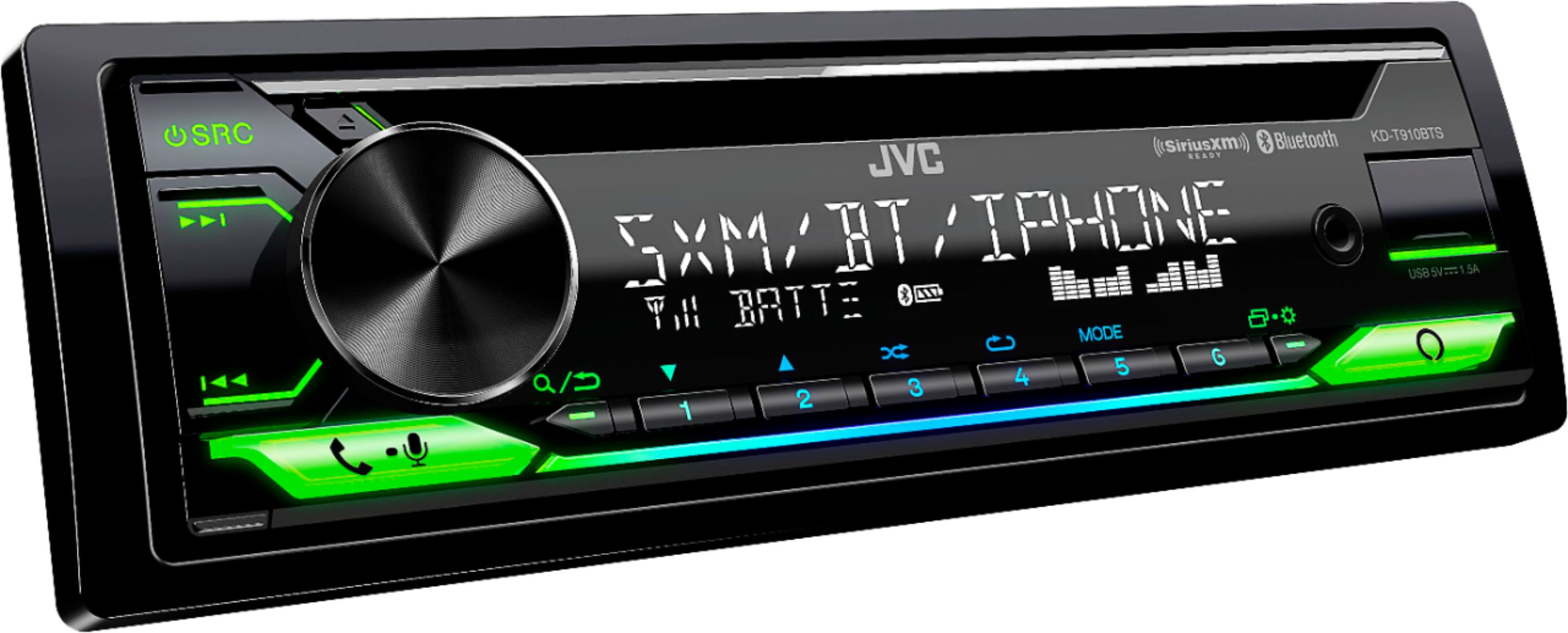 Angle View: JVC - In-Dash CD/DM Receiver - Built-in Bluetooth - Satellite Radio-ready with Detachable Faceplate - Black