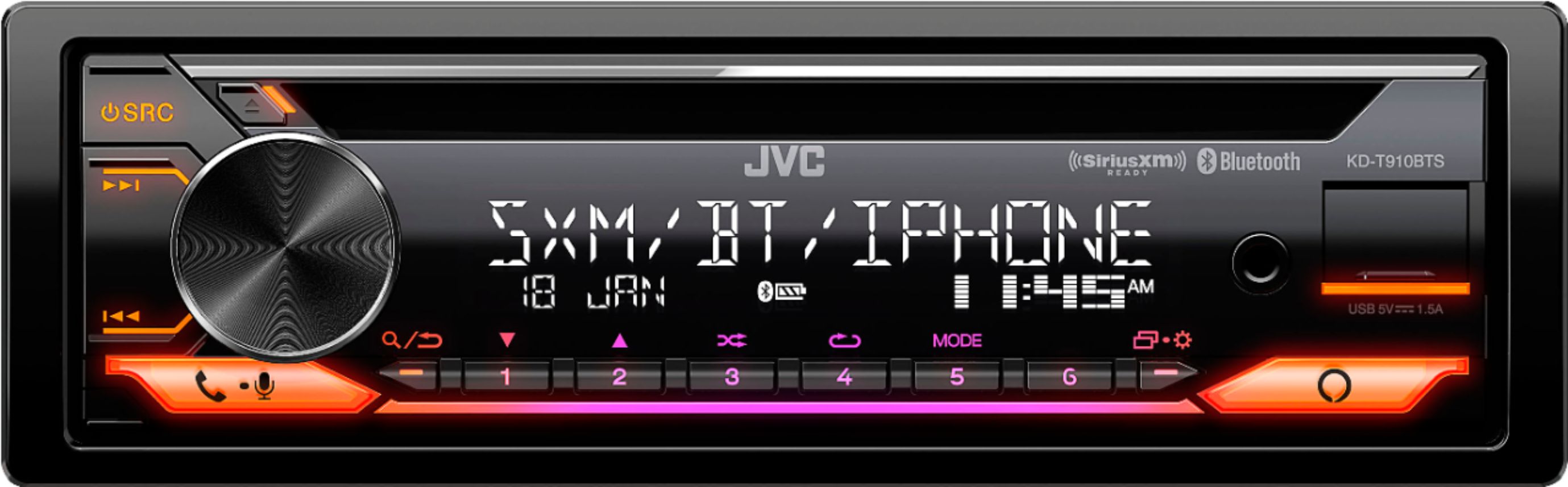 JVC In-Dash CD/DM Receiver Built-in Bluetooth Satellite Radio-ready with  Detachable Faceplate Black KD-T910BTS - Best Buy