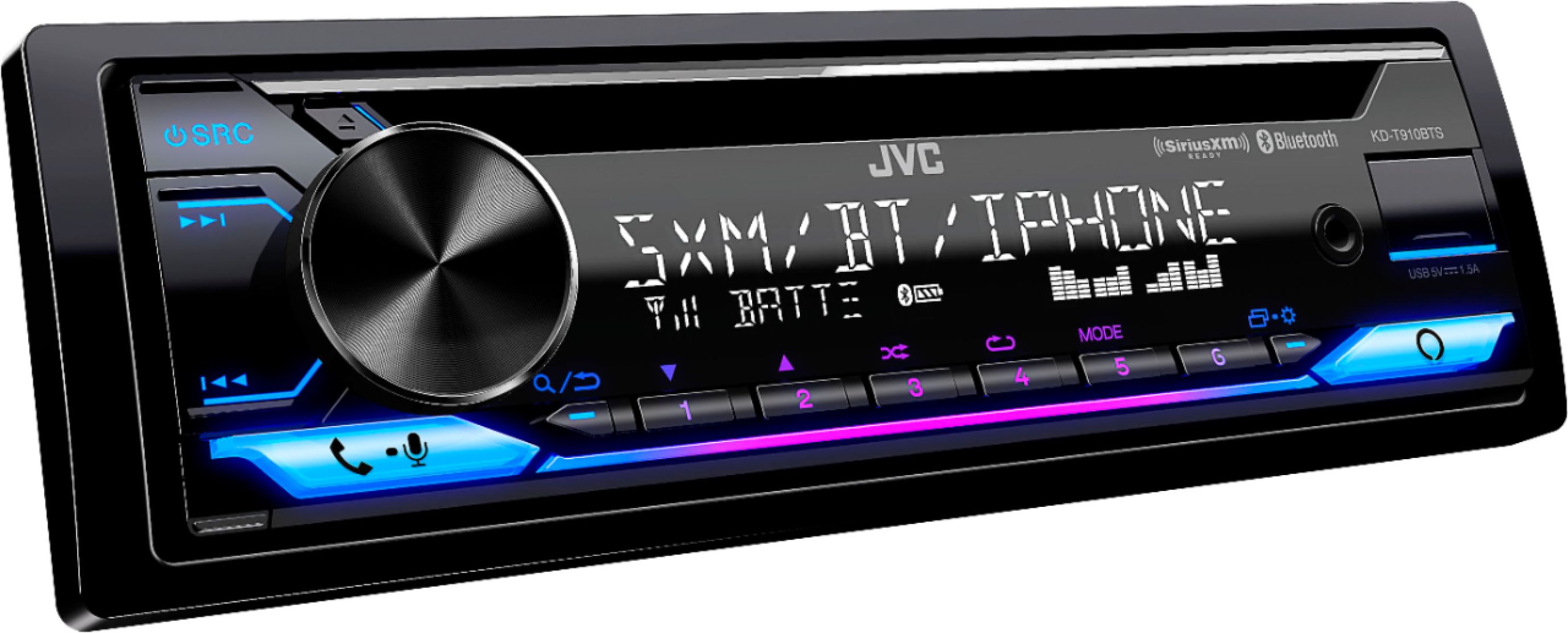JVC Built-in Bluetooth In-Dash CD/DM Receiver Black KW-R940BTS