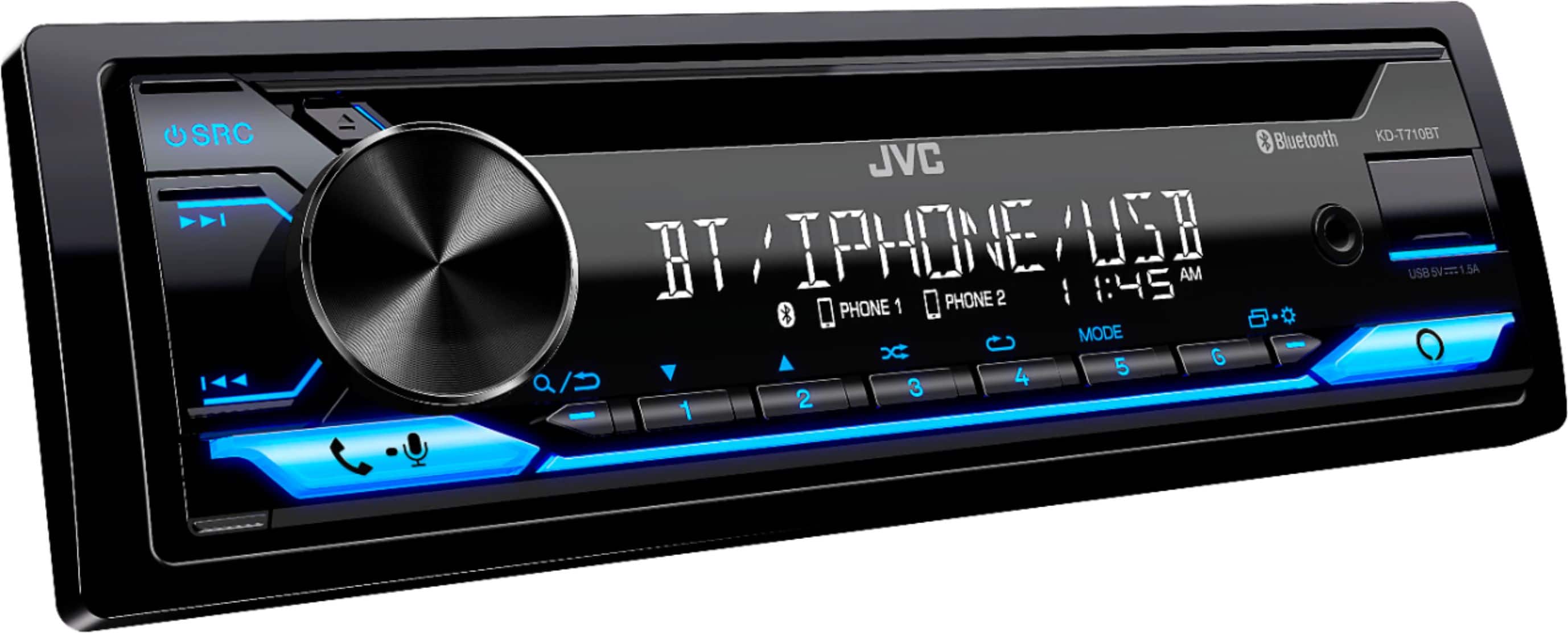 Angle. JVC - In-Dash CD/DM Receiver - Built-in Bluetooth with Detachable Faceplate - Black.