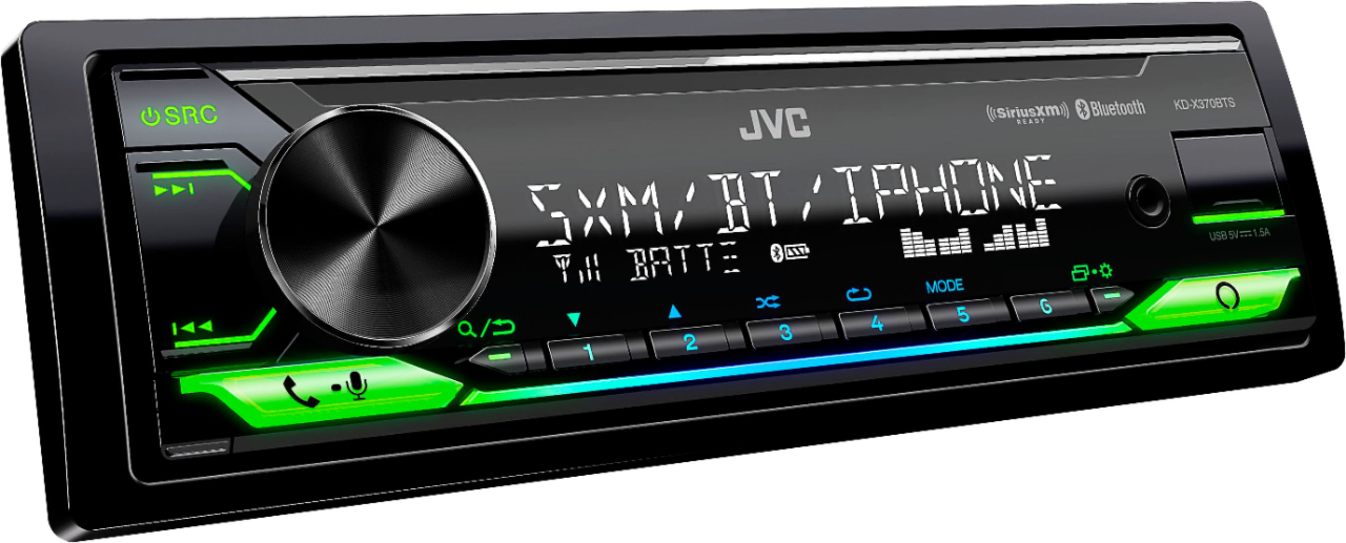 Angle View: JVC - In-Dash Digital Media Receiver - Built-in Bluetooth - Satellite Radio-ready with Detachable Faceplate - Black