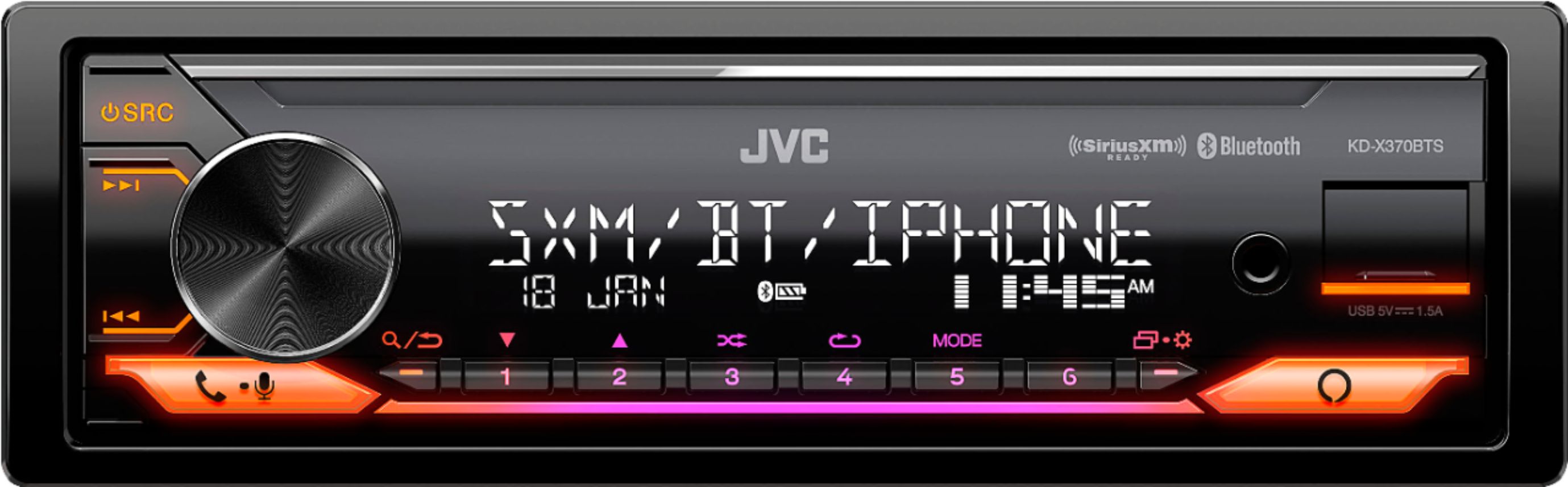 JVC - In-Dash Digital Media Receiver - Built-in Bluetooth - Satellite Radio-ready with Detachable Faceplate - Black