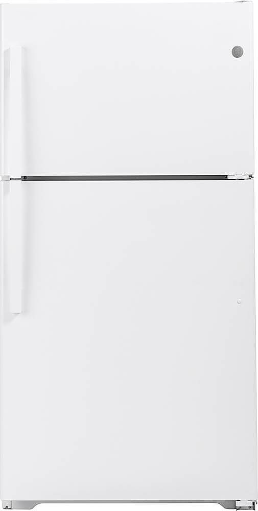 Left View: GE - 21.0 Cu. Ft. Bottom-Freezer Refrigerator - Stainless steel