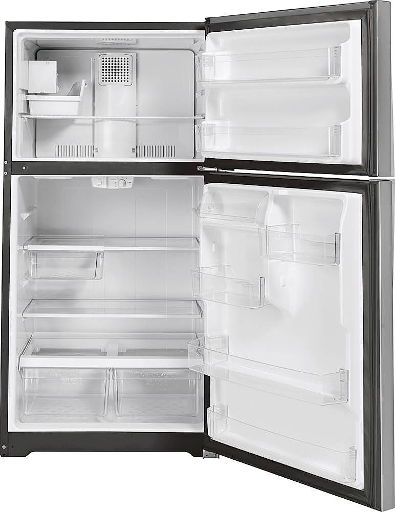 Alt View 2. GE - 21.9 Cu. Ft. Top-Freezer Refrigerator - Stainless Steel.
