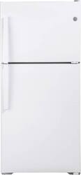 GE - 19.2 Cu. Ft. Top-Freezer Refrigerator with Interior LED Lighting - White - Front_Zoom