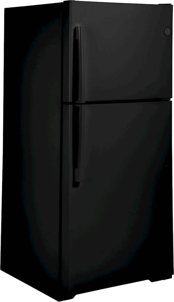 Angle. GE - 19.2 Cu. Ft. Top-Freezer Refrigerator - Black.