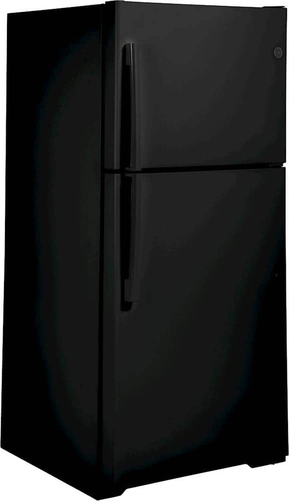 Angle View: GE - 19.2 Cu. Ft. Top-Freezer Refrigerator - Black