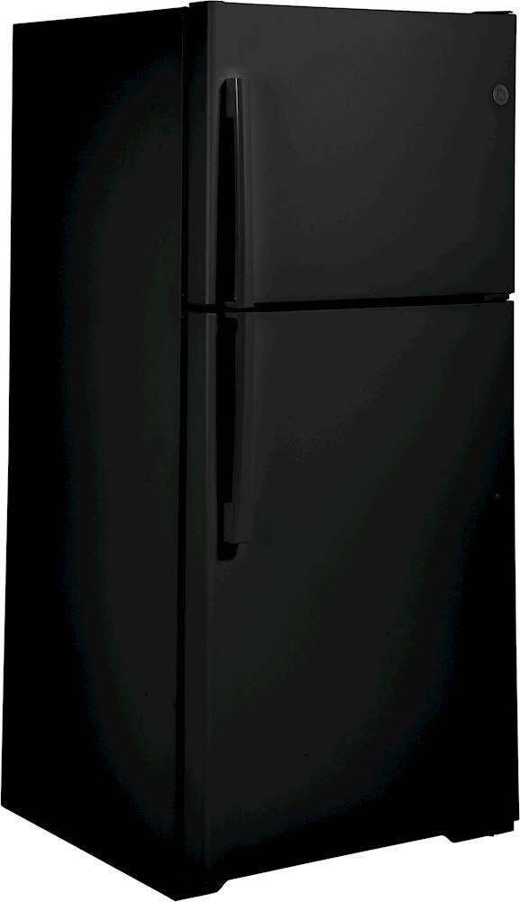 Angle. GE - 19.2 Cu. Ft. Top-Freezer Refrigerator - Black.