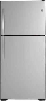 GE - 19.2 Cu. Ft. Top-Freezer Refrigerator with Premium Inner Door Modular Bins - Stainless Steel