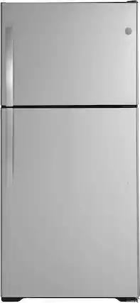Front. GE - 19.2 Cu. Ft. Top-Freezer Refrigerator - Stainless Steel.