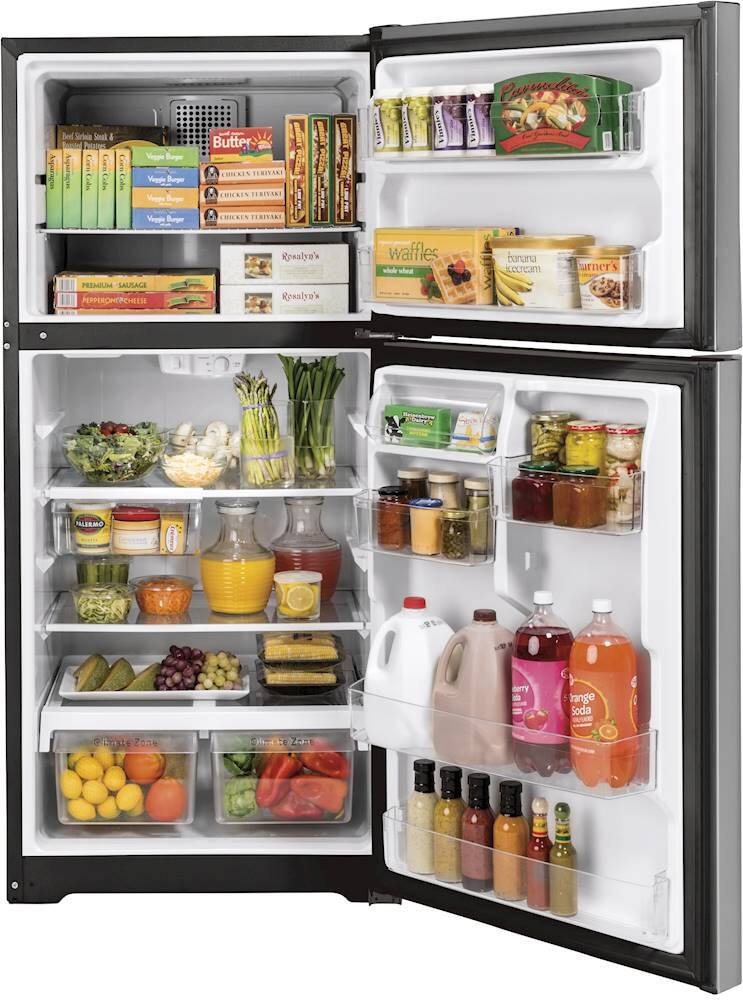 Alt View 1. GE - 19.2 Cu. Ft. Top-Freezer Refrigerator - Stainless Steel.