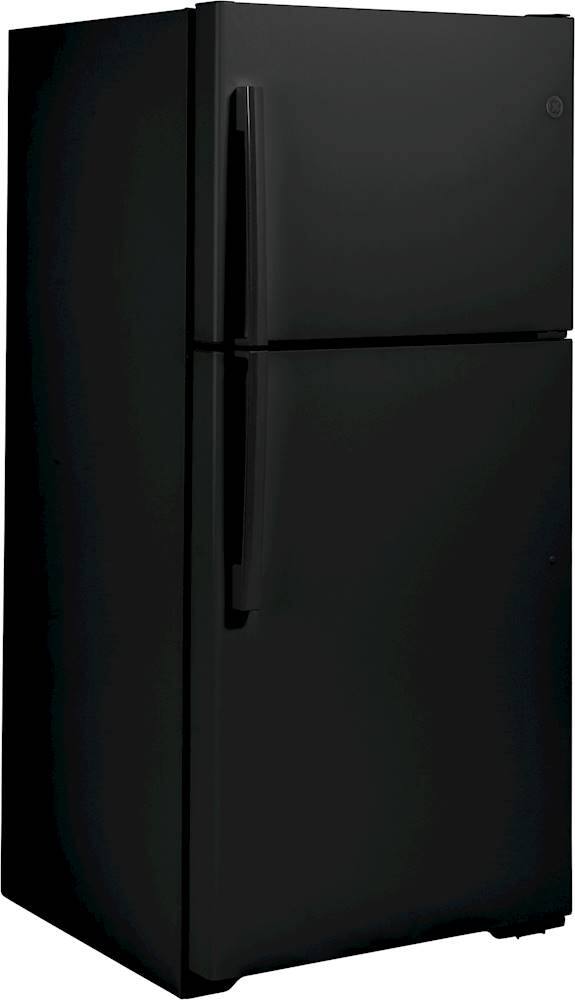 Angle. GE - 19.2 Cu. Ft. Top-Freezer Refrigerator - Black.