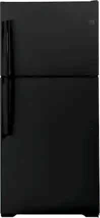 Front. GE - 19.2 Cu. Ft. Top-Freezer Refrigerator with LED Interior Lighting - Black.