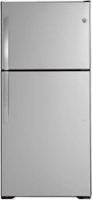 GE - 19.2 Cu. Ft. Top-Freezer Refrigerator - Stainless Steel - Front_Zoom