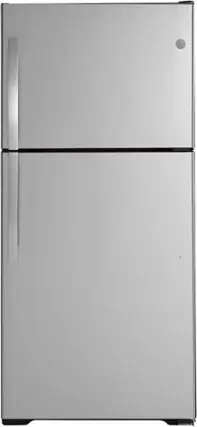 Front. GE - 19.2 Cu. Ft. Top-Freezer Refrigerator - Stainless Steel.