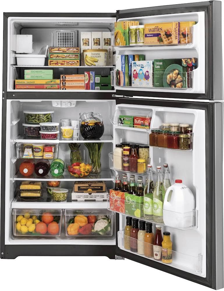 Alt View 1. GE - 19.2 Cu. Ft. Top-Freezer Refrigerator - Stainless Steel.