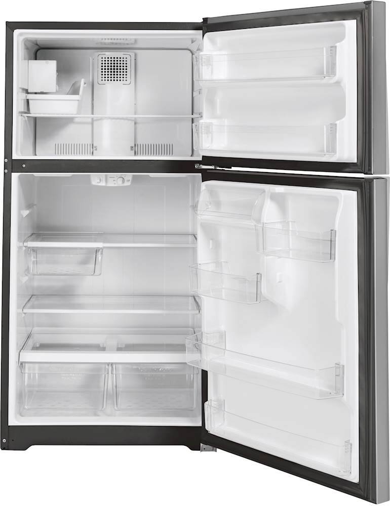 Alt View 2. GE - 19.2 Cu. Ft. Top-Freezer Refrigerator - Stainless Steel.