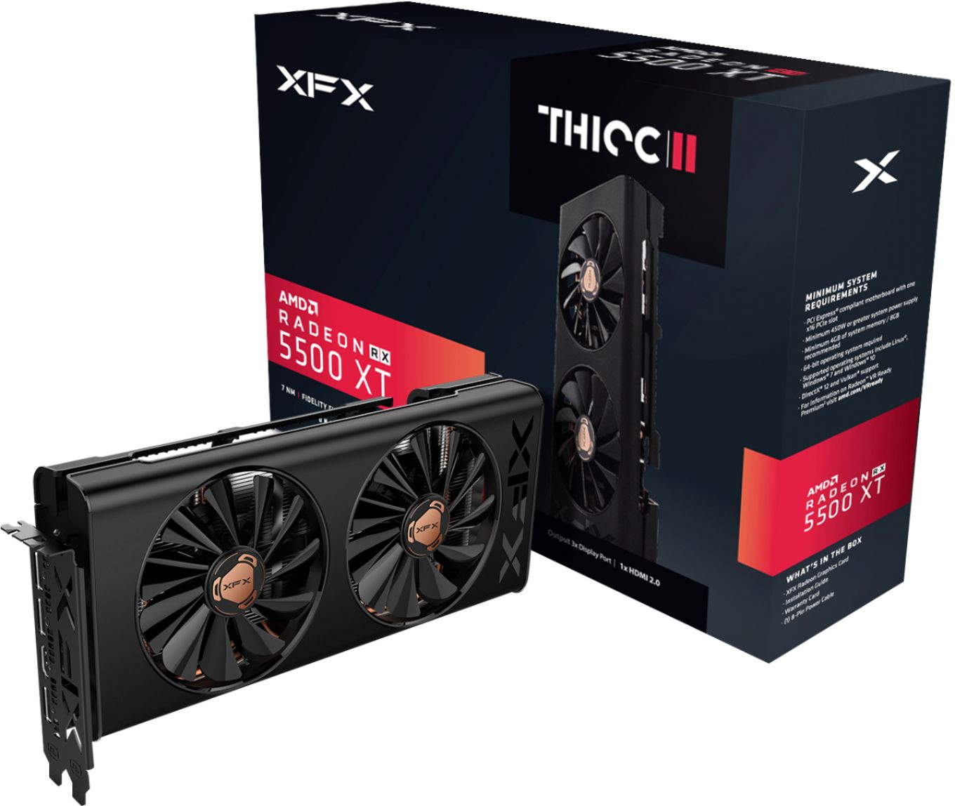 Rent to own XFX - THICC II Pro AMD Radeon RX 5500 XT 8GB GDDR6 PCI Express 4.0 Graphics Card - Black