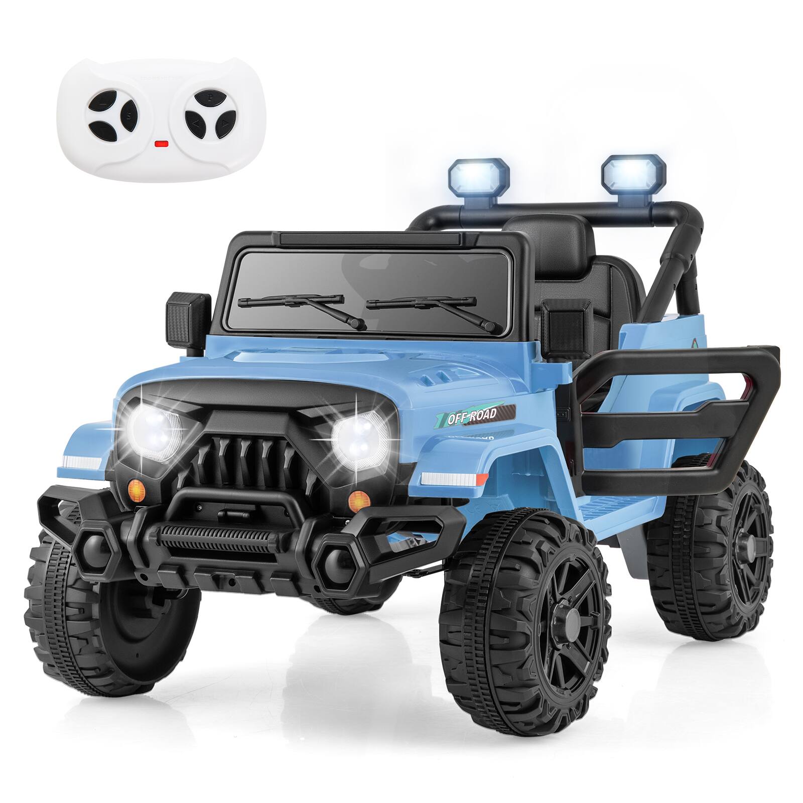 Alt View 9. Gymax - Gymax 12V Kids Ride on Truck Car w/ Remote Control Threaded Wheels 3 Speeds LED Lights - Blue.