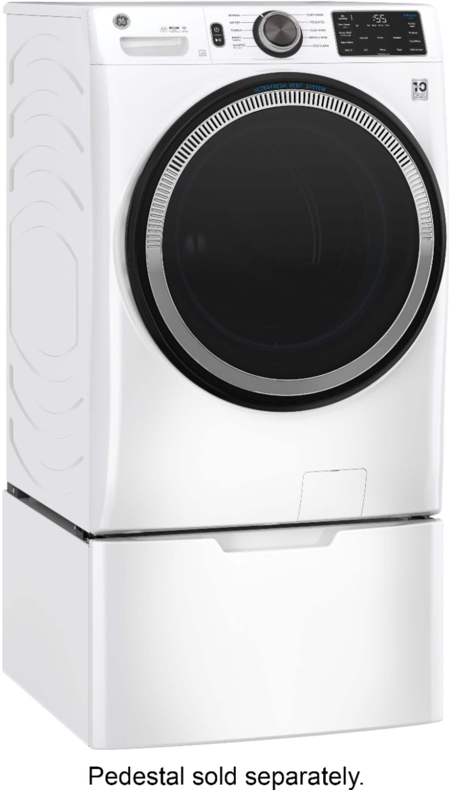 Alt View 1. GE - 4.8 CuFt High-Efficiency Stackable Smart Front Load Washer w/UltraFresh Vent System & Microban Antimicrobial Technology - White.