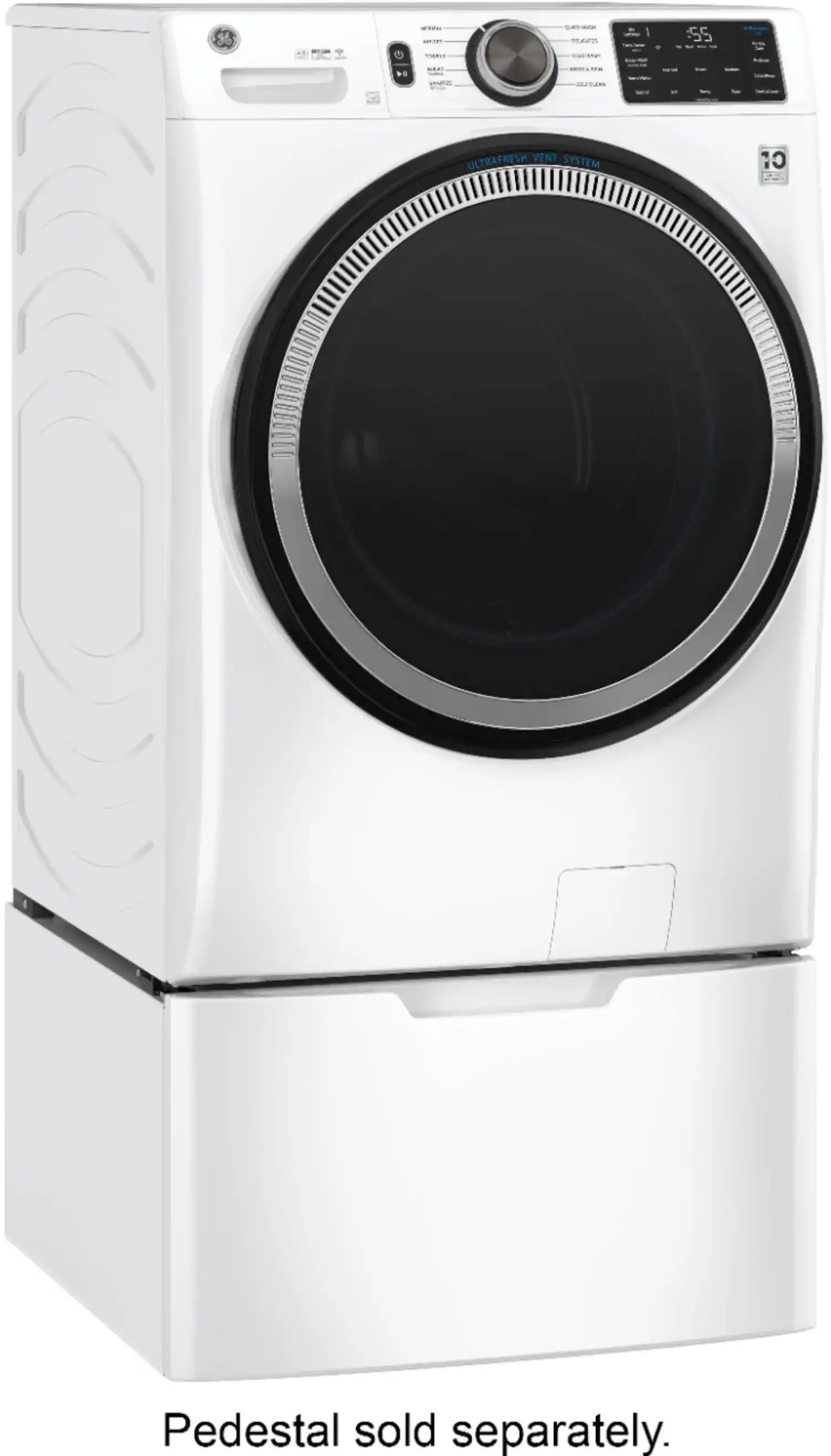 Alt View 1. GE - 4.8 CuFt High-Efficiency Stackable Smart Front Load Washer w/UltraFresh Vent System & Microban Antimicrobial Technology - White.
