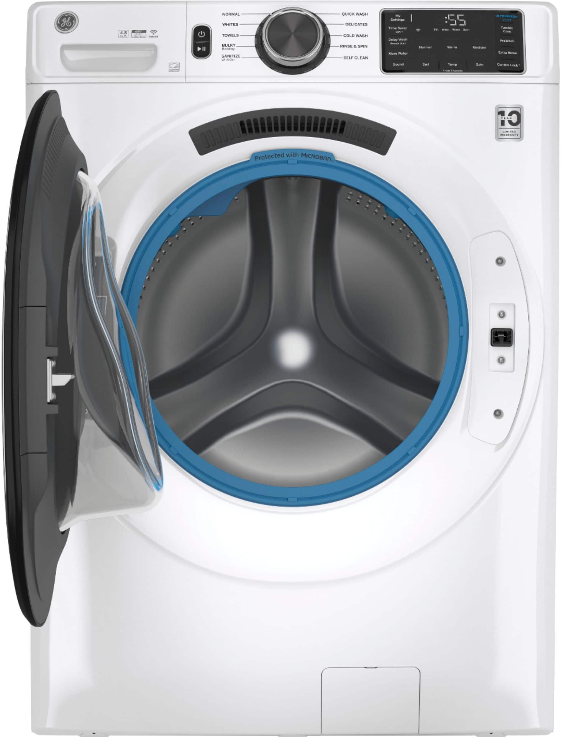 Alt View 3. GE - 4.8 CuFt High-Efficiency Stackable Smart Front Load Washer w/UltraFresh Vent System & Microban Antimicrobial Technology - White.