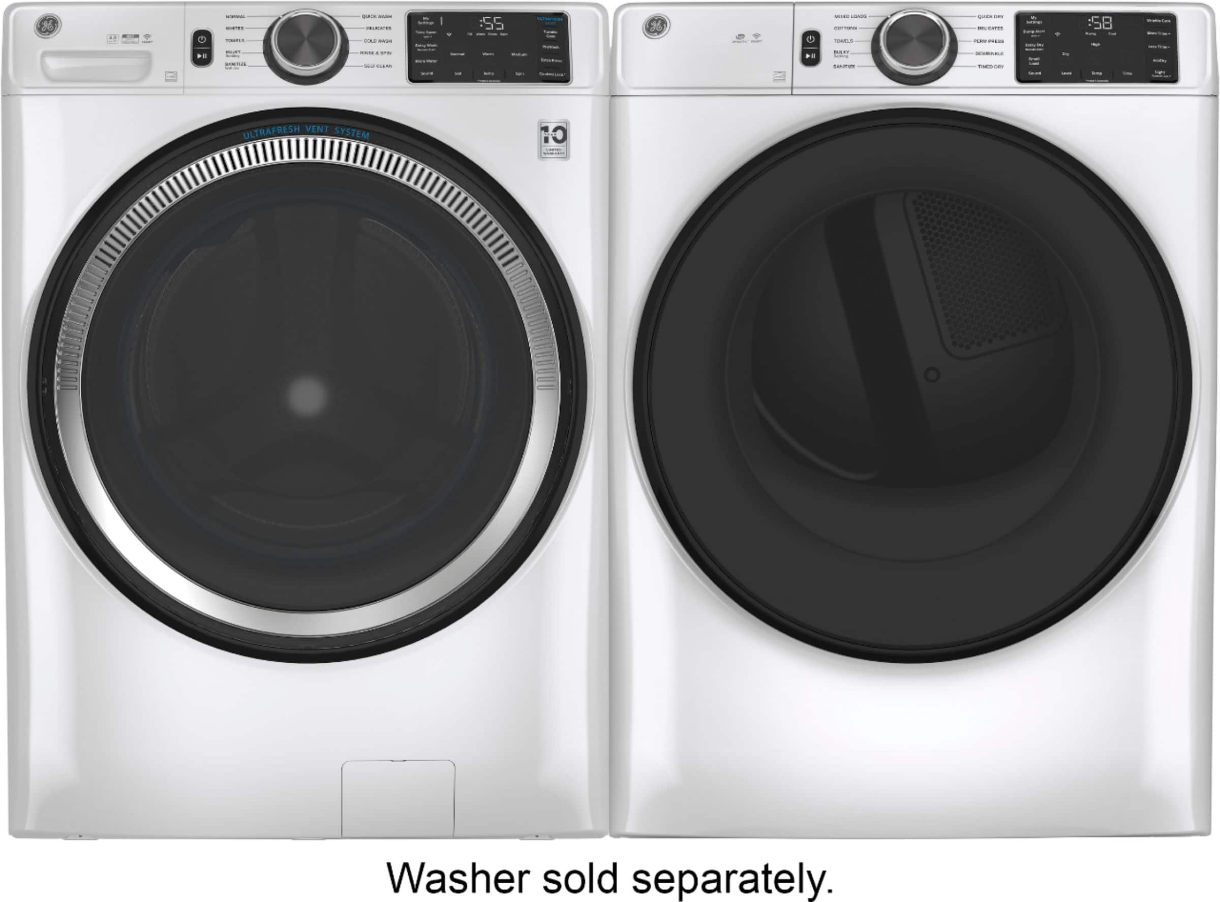 Alt View 12. GE - 7.8 Cu. Ft. 10-Cycle Gas Dryer - White.