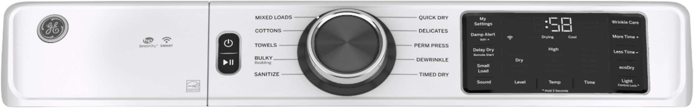 Alt View 1. GE - 7.8 Cu. Ft. 10-Cycle Gas Dryer - White.