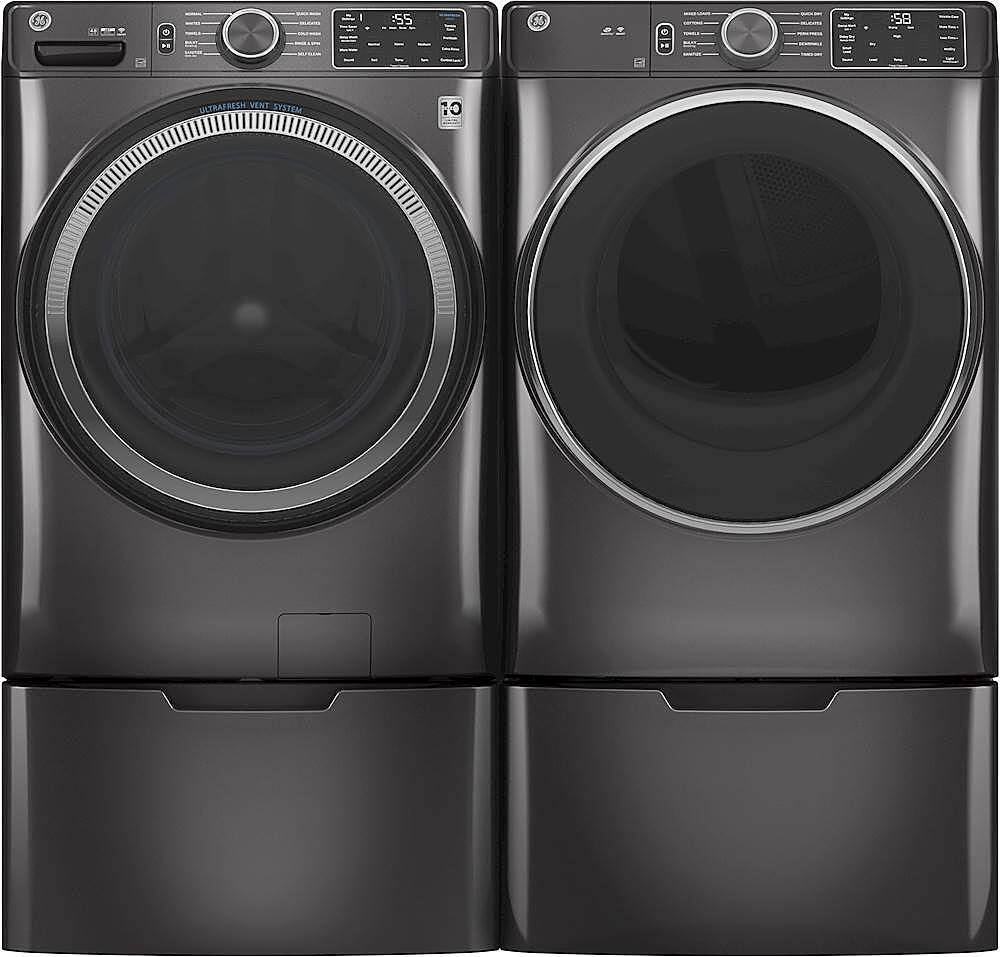 Alt View 11. GE - 4.8 Cu. Ft. High-Efficiency Front Load Washer with UltraFresh Vent System - Diamond Gray.