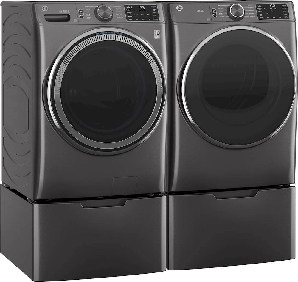 Alt View 12. GE - 4.8 Cu. Ft. High-Efficiency Front Load Washer with UltraFresh Vent System - Diamond Gray.