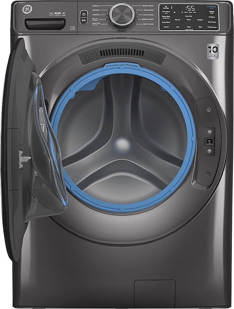 Alt View 14. GE - 4.8 Cu. Ft. High-Efficiency Front Load Washer with UltraFresh Vent System - Diamond Gray.