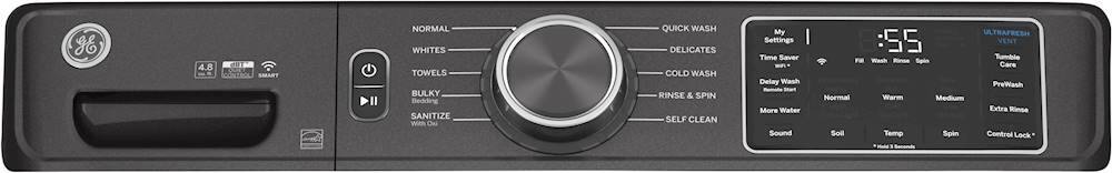 Alt View 2. GE - 4.8 Cu. Ft. High-Efficiency Front Load Washer with UltraFresh Vent System - Diamond Gray.
