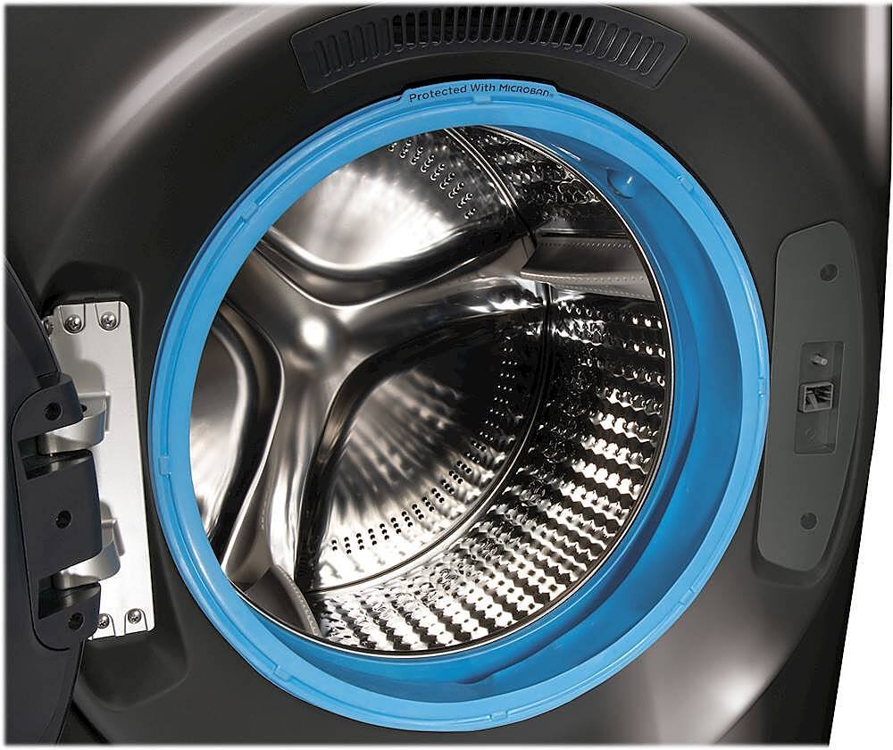 Alt View 4. GE - 4.8 Cu. Ft. High-Efficiency Front Load Washer with UltraFresh Vent System - Diamond Gray.