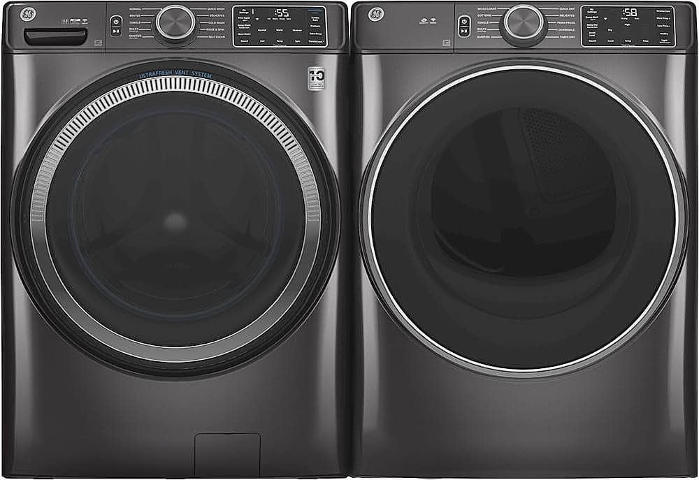 Alt View 6. GE - 4.8 Cu. Ft. High-Efficiency Front Load Washer with UltraFresh Vent System - Diamond Gray.