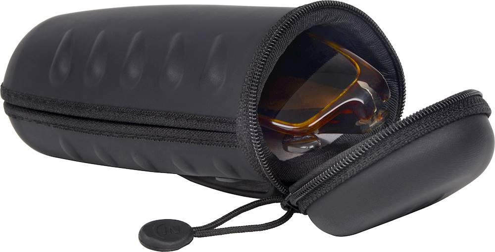 UpaClaire Clip-on Glasses Case Slim Hard Shell Ultra-light Retro Flat  Glasses Storage Box Compression Resistant Black