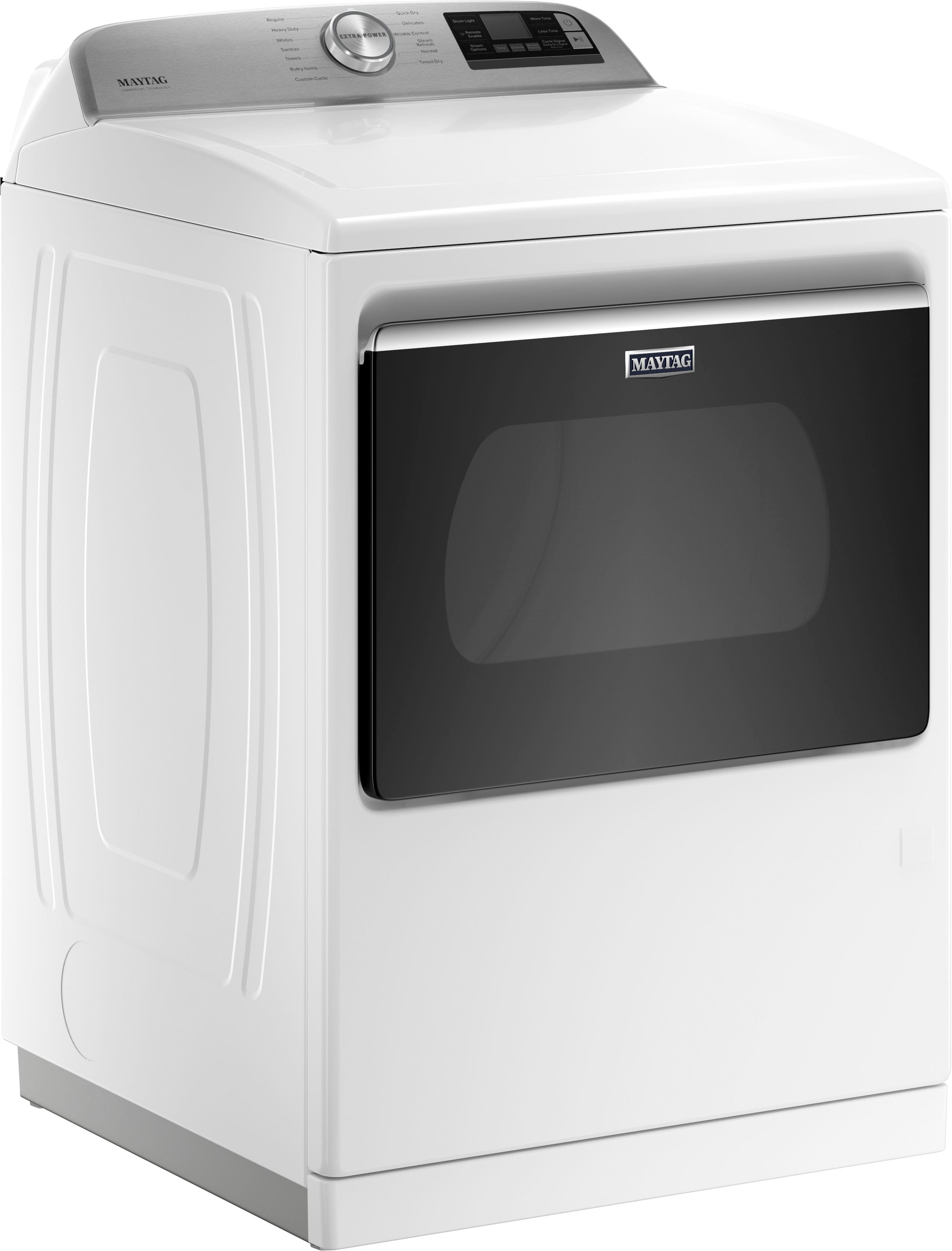 Angle. Maytag - 7.4 Cu. Ft. Smart Gas Dryer with Steam and Extra Power Button - White.