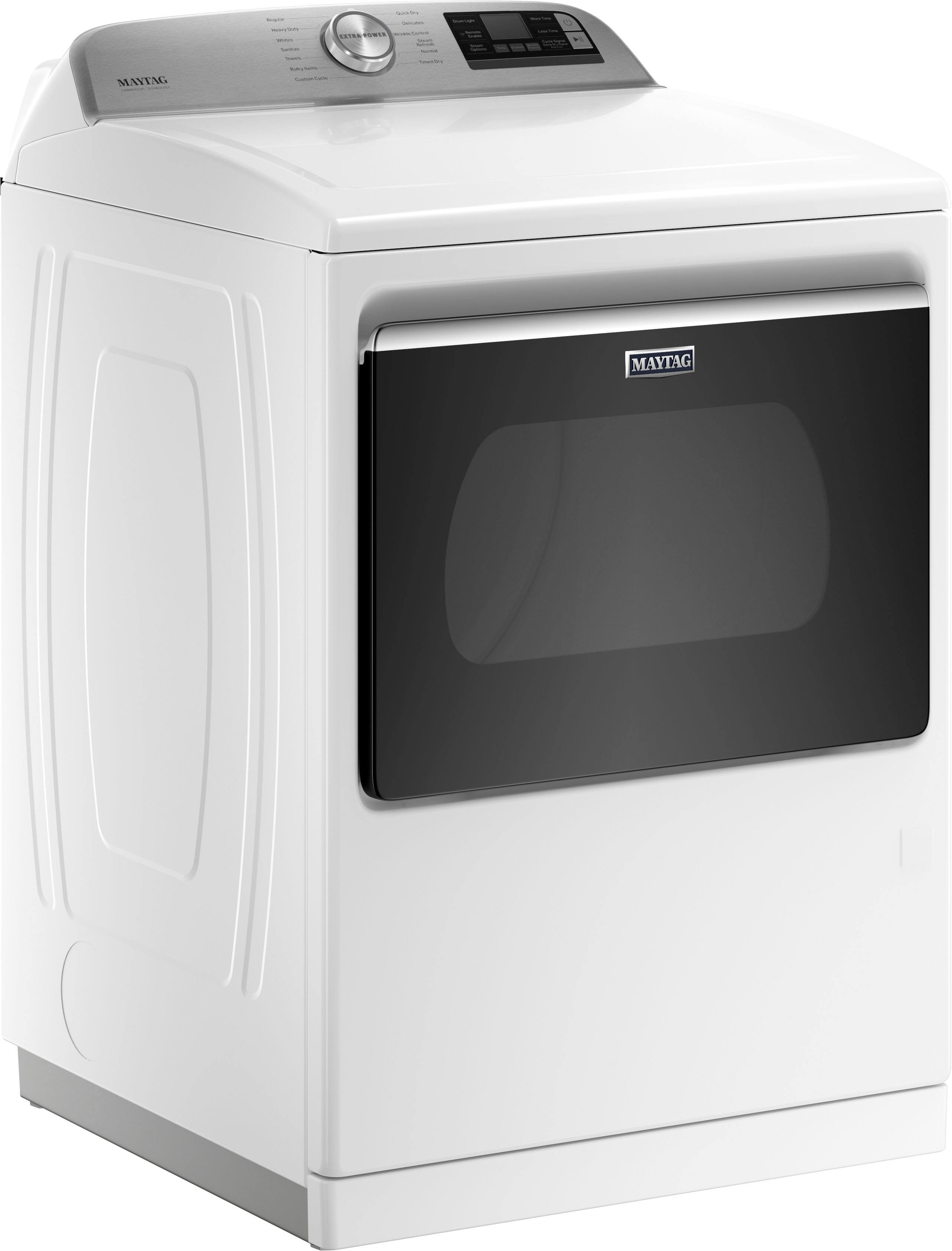 Angle. Maytag - 7.4 Cu. Ft. Smart Gas Dryer with Steam and Extra Power Button - White.