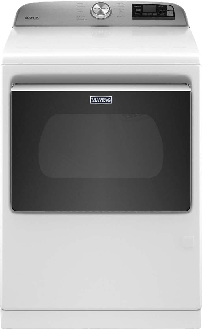 Front. Maytag - 7.4 Cu. Ft. Smart Gas Dryer with Steam and Extra Power Button - White.