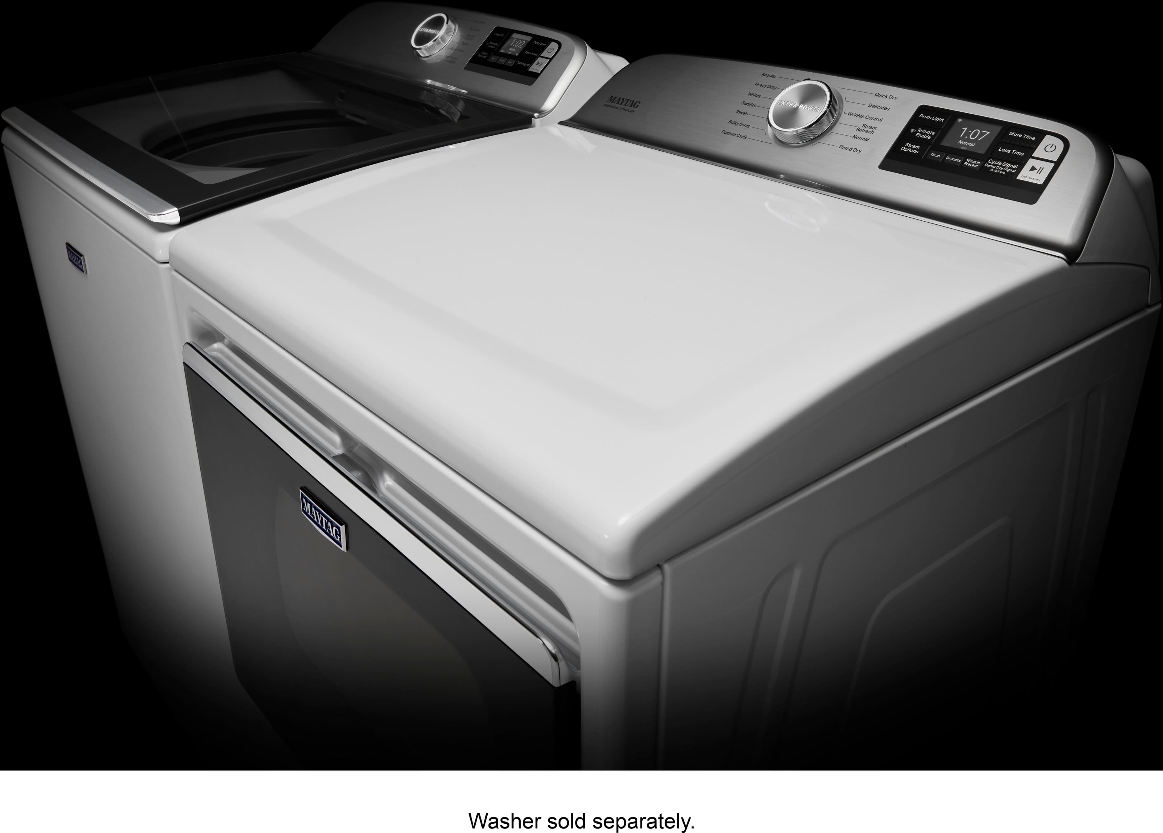 Alt View 15. Maytag - 7.4 Cu. Ft. Smart Gas Dryer with Steam and Extra Power Button - White.