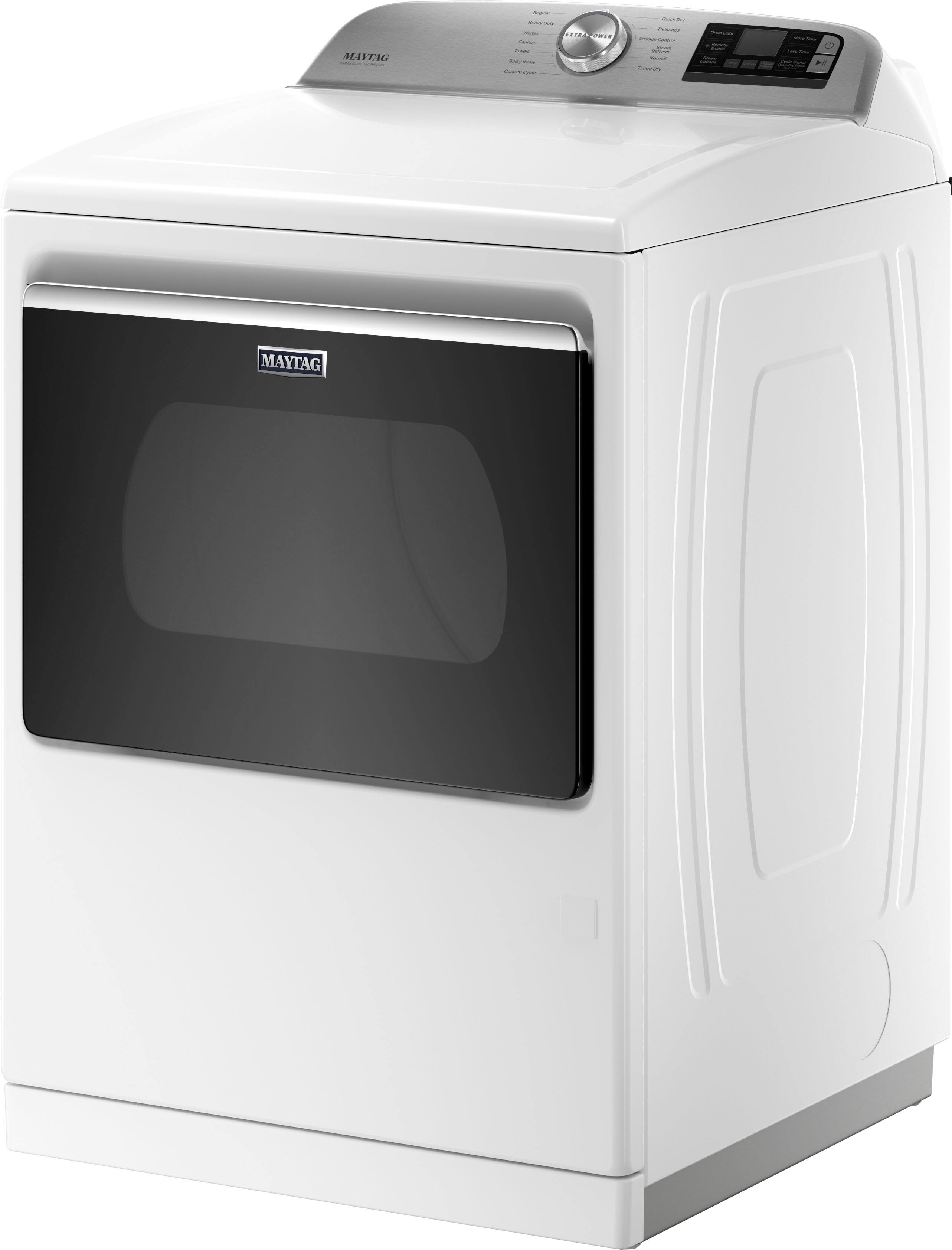 Left. Maytag - 7.4 Cu. Ft. Smart Gas Dryer with Steam and Extra Power Button - White.