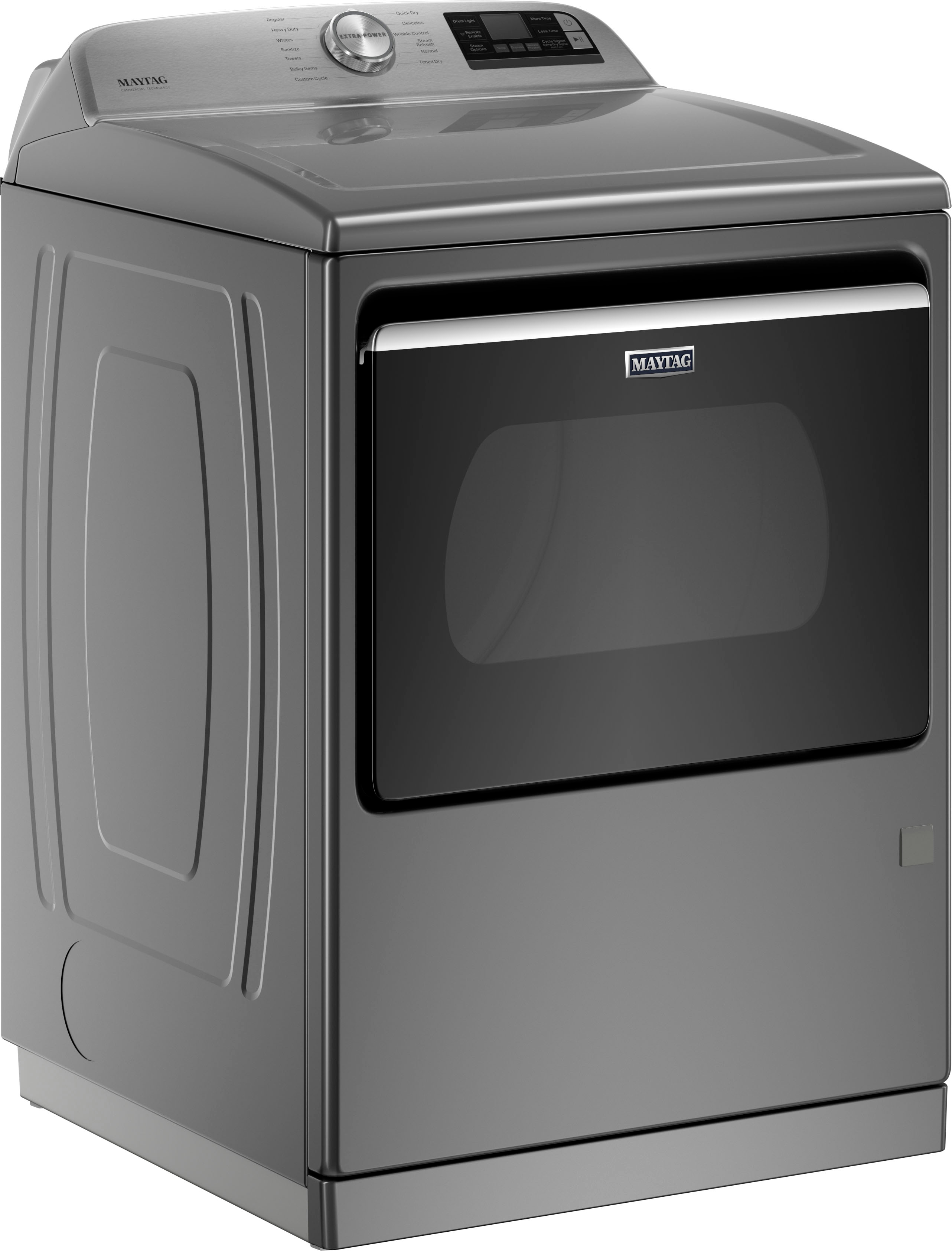 Angle View: Maytag - 7.4 Cu. Ft. Smart Gas Dryer with Steam and Extra Power Button - Metallic slate