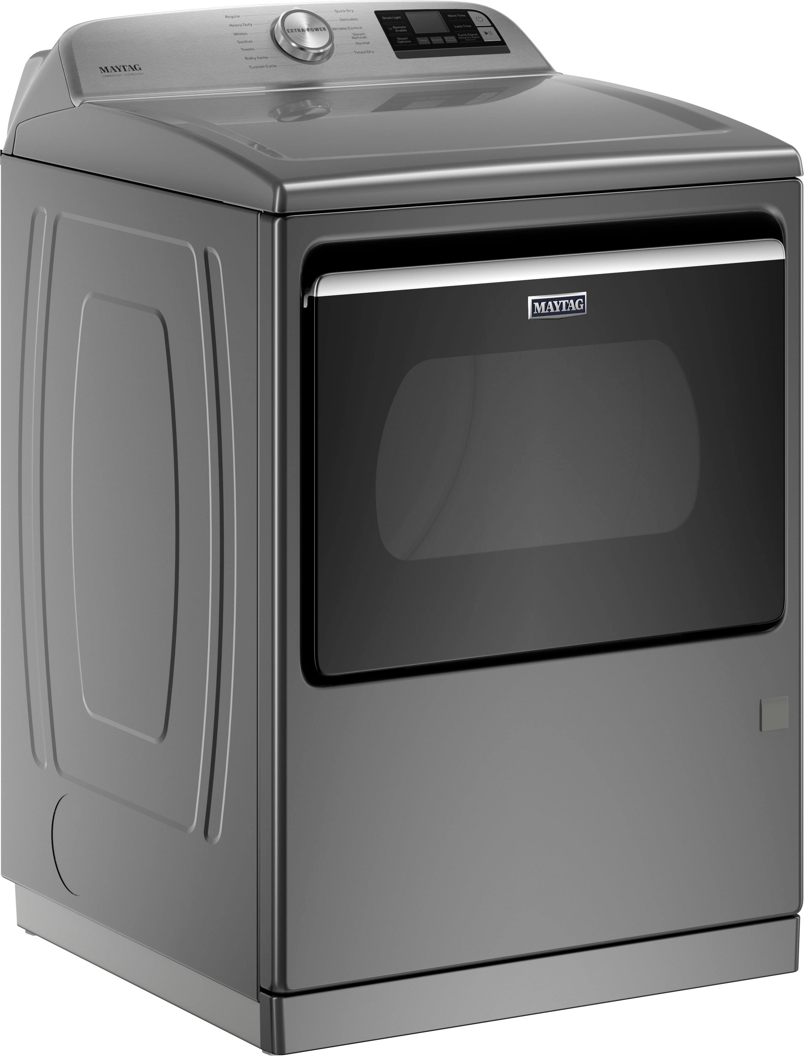 Angle. Maytag - 7.4 Cu. Ft. Smart Gas Dryer with Steam and Extra Power Button - Metallic Slate.
