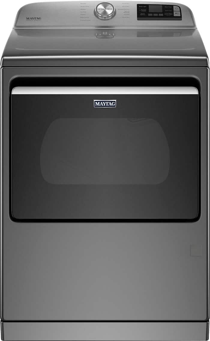 Front. Maytag - 7.4 Cu. Ft. Smart Gas Dryer with Steam and Extra Power Button - Metallic Slate.