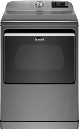 Front. Maytag - 7.4 Cu. Ft. Smart Gas Dryer with Steam and Extra Power Button - Metallic Slate.