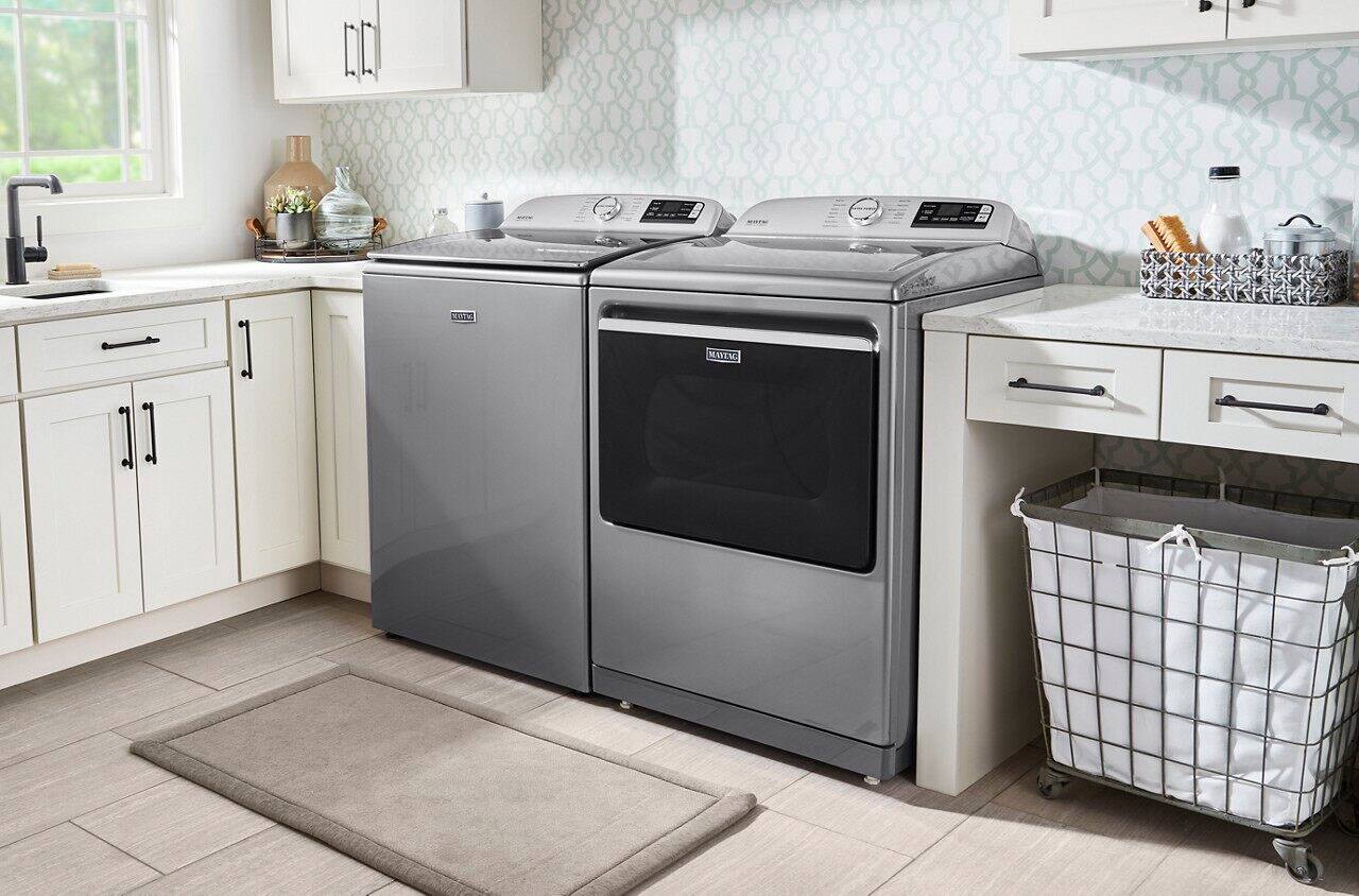 Alt View 20. Maytag - 7.4 Cu. Ft. Smart Gas Dryer with Steam and Extra Power Button - Metallic Slate.