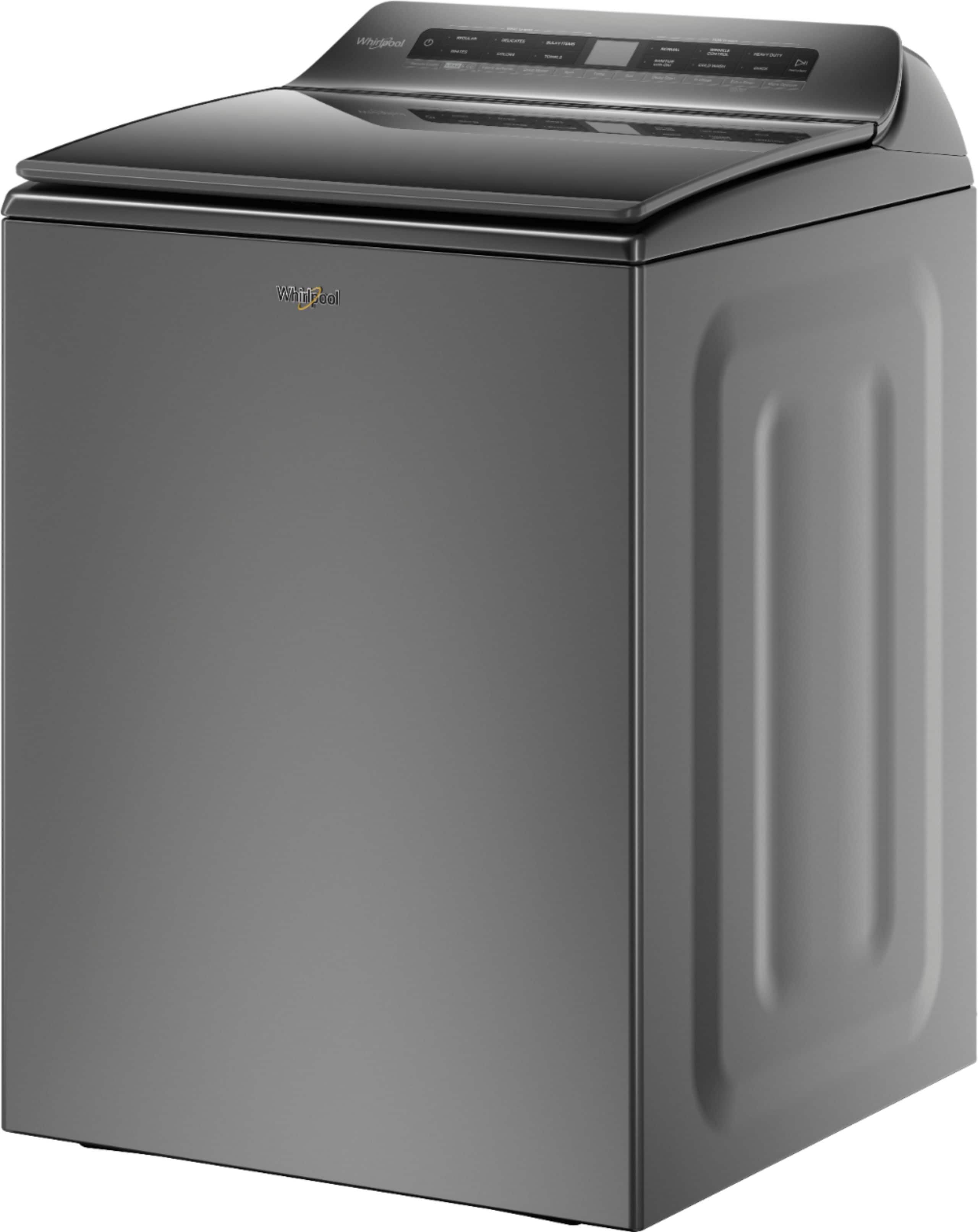 Left. Whirlpool - 4.8 Cu. Ft. Smart Top Load Washer with Load & Go Dispenser - Chrome Shadow.